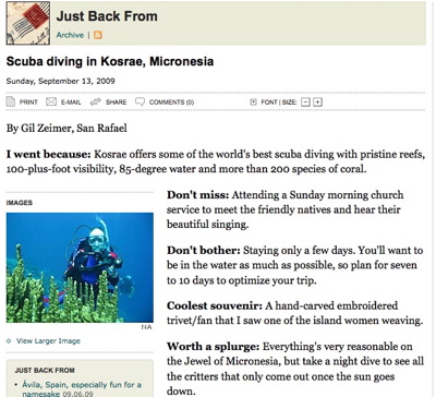 JustBackFrom_SFChron_091309,jpg Kosrae photo in SF Chronicle